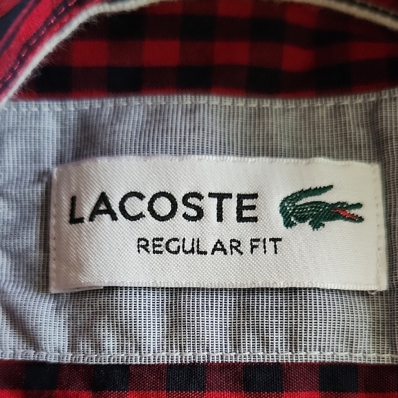 Lacoste Men’s Checkered Button-Down Shirt FR 40 / US M 100% Cotton Regular Fit - Picture 8 of 11